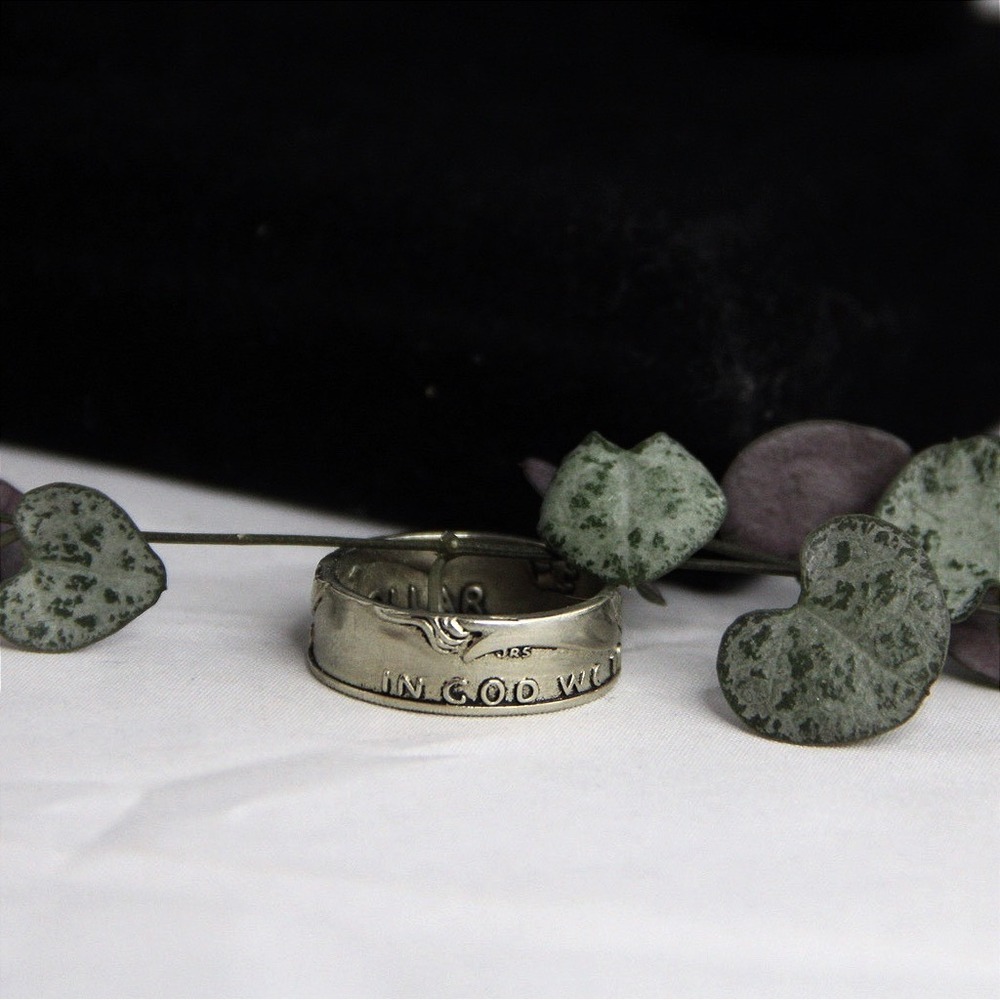 1964 Kennedy Half Dollar Coin Ring Silver Size 11.5 Handmade Band US History